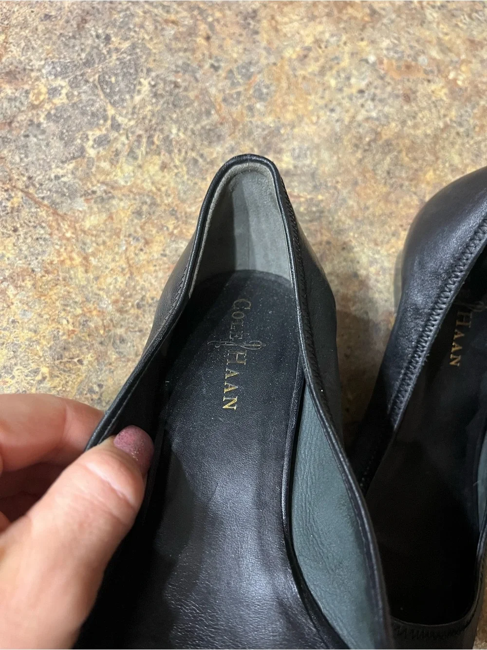 NWOT Cole Haan Nike Air Black Leather Peep Toe Wedges Rare Women’s 6.5